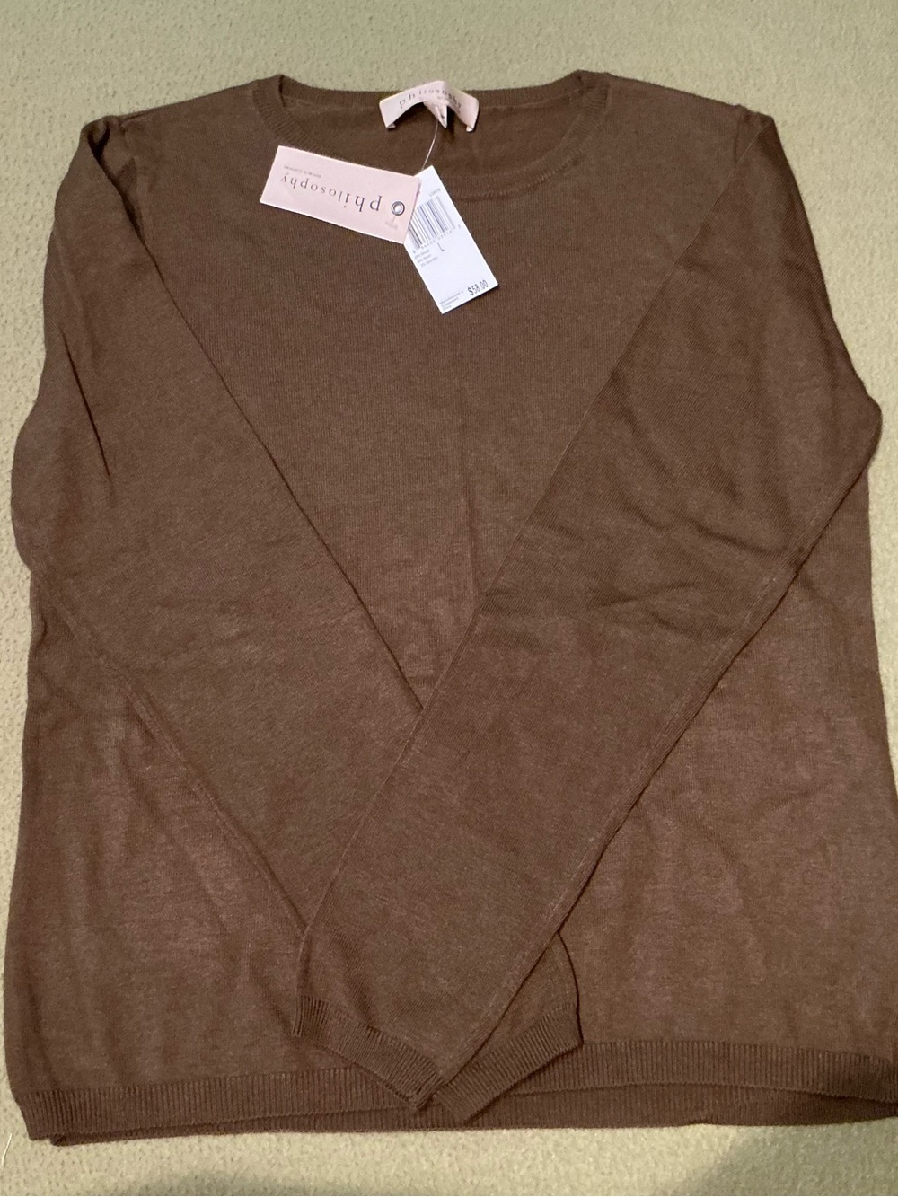 Philosophy Olive Brown Crewneck Sweater
